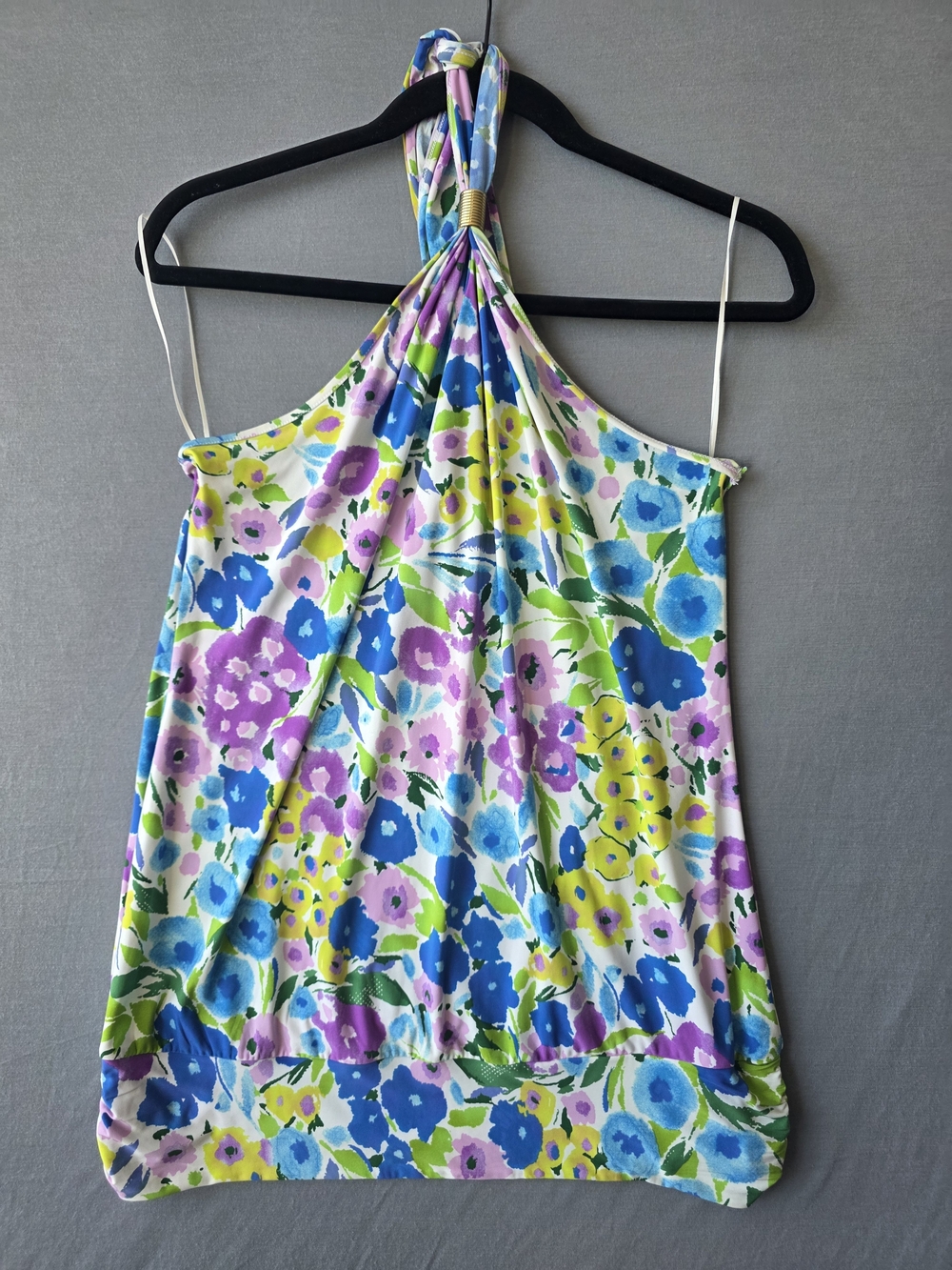 Express Floral Halter Top Women’s Large Blue Purple Green Y2K